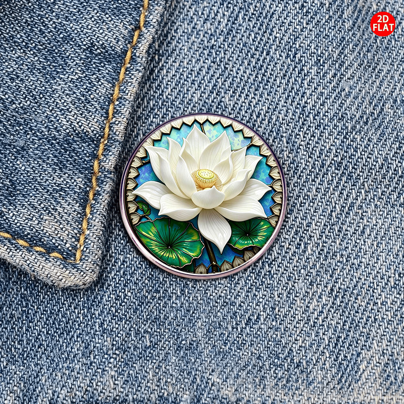 Lotus Stainless Steel Brooch, Unisex Retro Badge